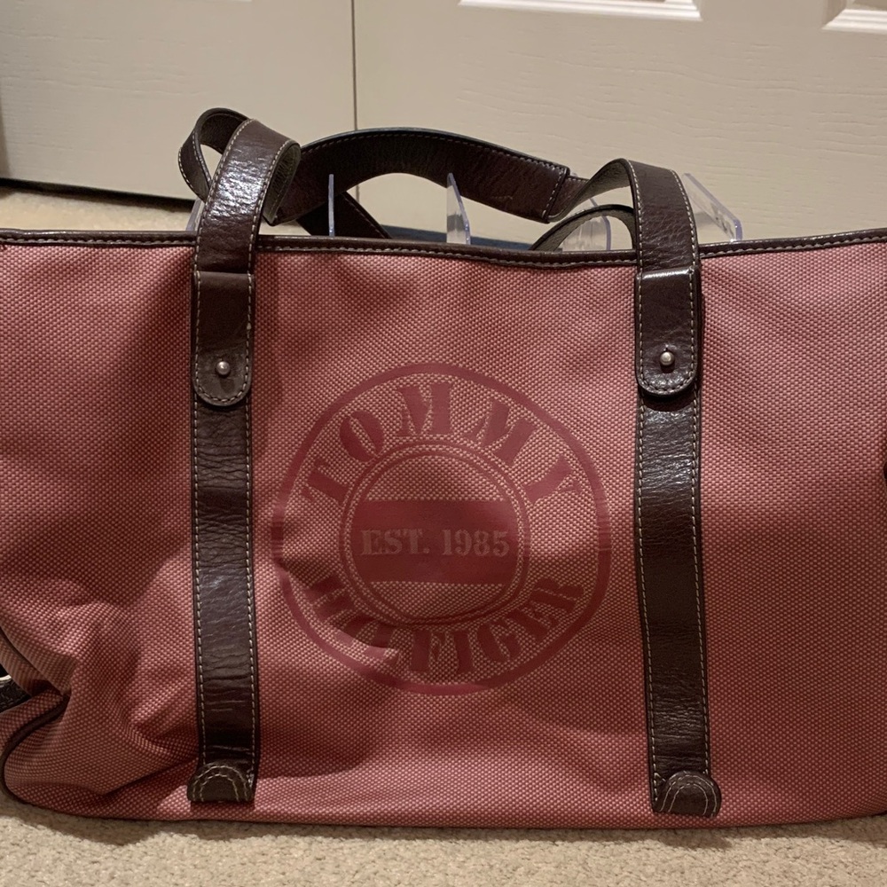 Tommy Hilfiger Red and Brown Shoulder Bag